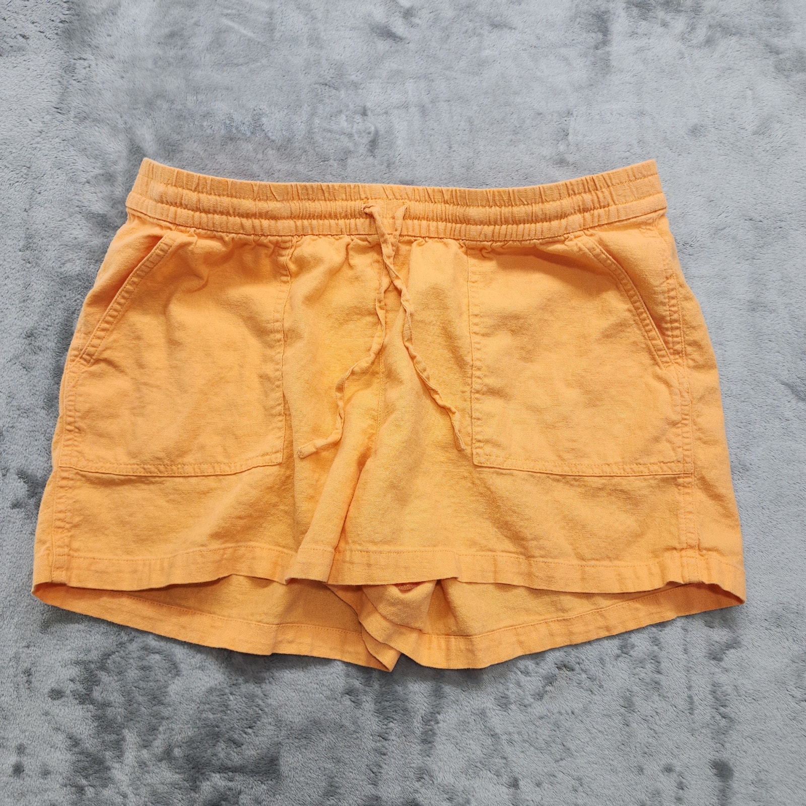 J.Crew Shorts Womens M Orange Linen Blend Pull On Drawstring Pockets Casual Airy